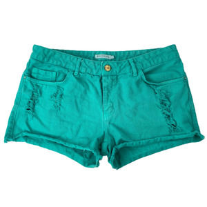 Le Lis Blanc Size 10 Mid-Rise Distressed Denim Jean Shorts